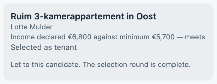 A chosen tenant: let to this candidate, and the selection round complete.